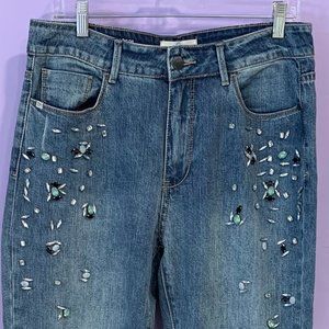 Lola Jeans Sienna High Rise Girlfriend Bejewelled Denim Jeans